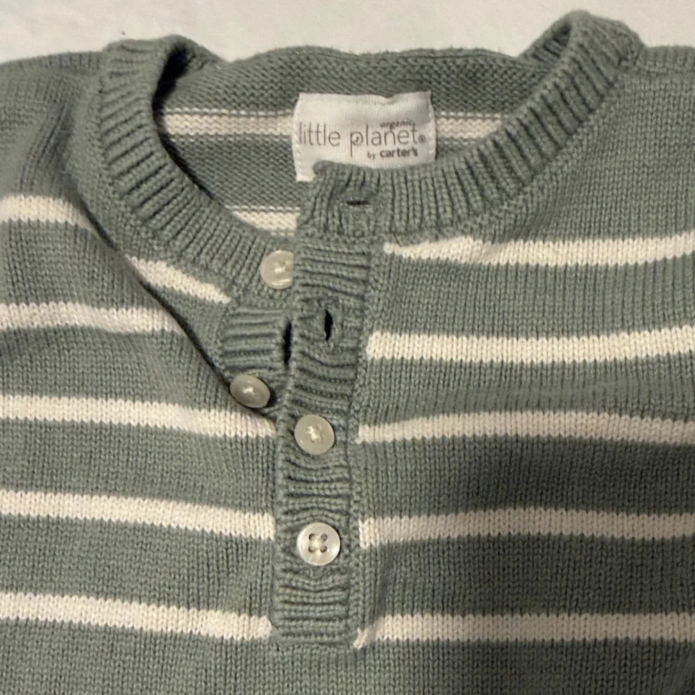 Carter's Gray and White Striped Footie